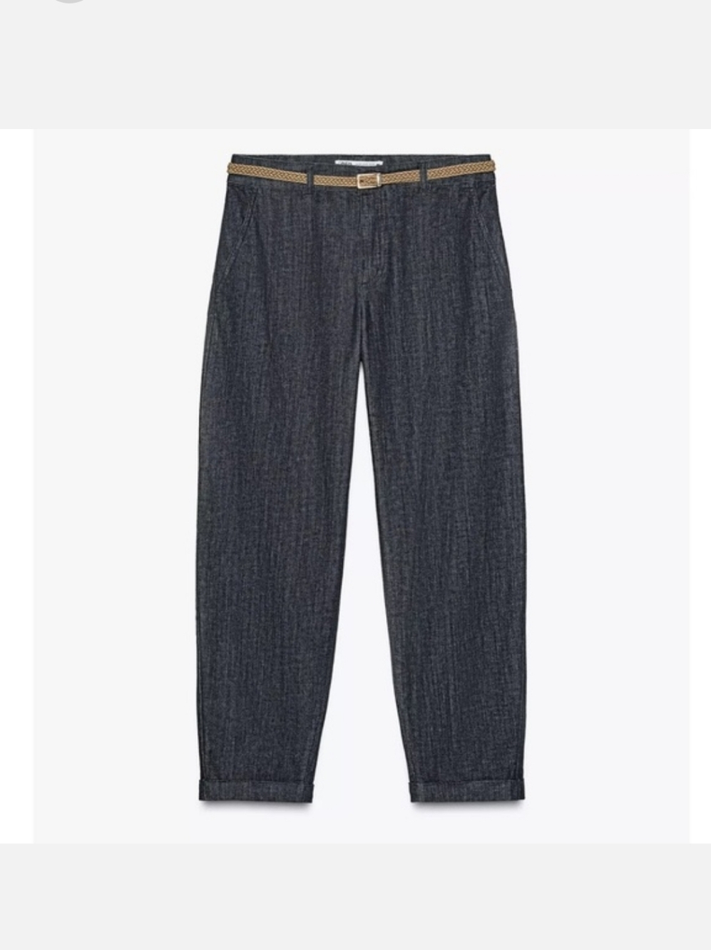 Zara NWT Braided Belt Chino Denim Pants, Size 4. - Picture 2 of 8
